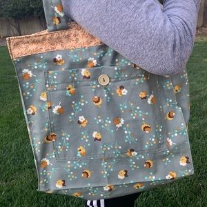 Handmade blue & grey tote bag